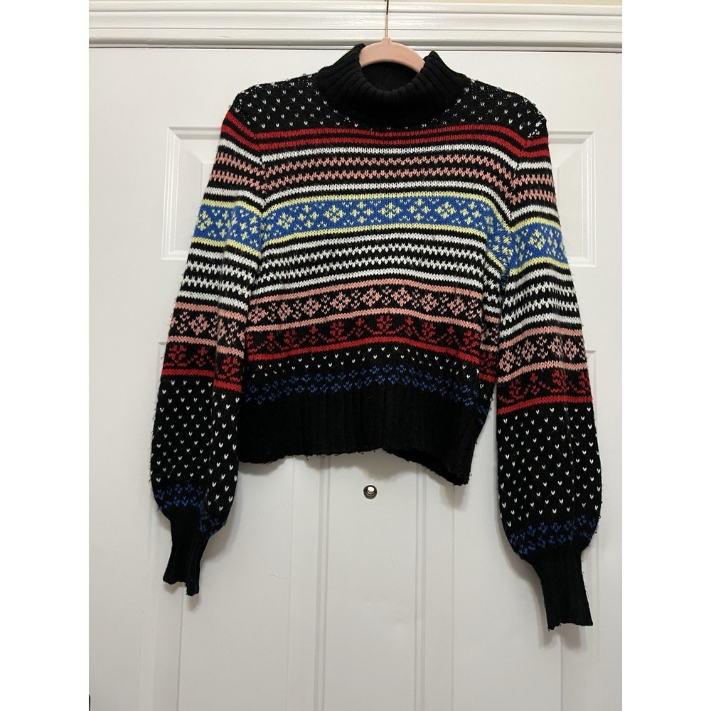 American Eagle Cozy Cabin Knit Sweater XS Colorful Womens Fisherman Soft Thick